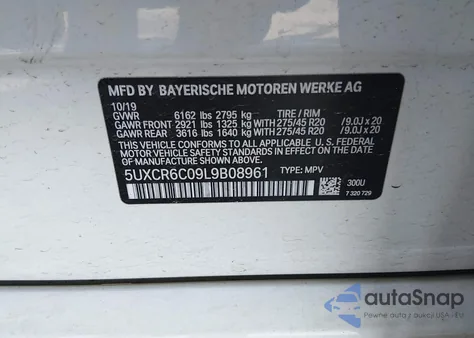 2020 BMW X5 xDrive40I z USA, uszkodzony, nr VIN 5UXCR6C09L9B08961